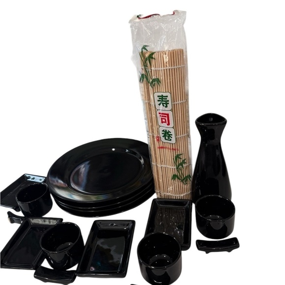 Sake and Sushi Set with Plates, Carafe, cups chopstick holders sushi plates - Picture 9 of 9